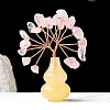 Natural Rose Quartz Chips Tree of Life Decorations with Topaz Gourd Base PW-WG5DF67-04-1