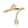 Teardrop Rack Plating Brass Micro Pave Cubic Zirconia Open Cuff Rings for Women RJEW-M022-33G-2