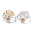 Transparent Spray Painted Glass Beads GLAA-R215-01-B09-3
