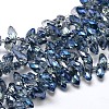 Faceted Teardrop Full Rainbow Plated Electroplate Glass Beads Strands EGLA-J131-FR10-1