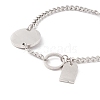 201 Stainless Steel Rectangle & Flat Round Charm Bracelet for Women STAS-P304-25P-2