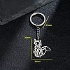 Non-Tarnish 201 Stainless Steel Hollow Fox Pendant Keychain PW-WG77724-01-4