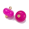 Natural White Jade Dyed Saucer Charms with Rack Plating Golden Tone Brass Bails KK-B103-17B-02-2