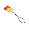 French Fries Glass Seed Beads Pendant Decorations HJEW-MZ00177-4