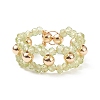 Gemstone & Brass Braided Beaded Circle Ring Wrap Stretch Ring for Women RJEW-JR00542-6