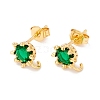 Rack Plating Brass Cubic Zirconia Stud Earrings Findings MAK-I684-11G-04-RS-1