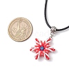 Glass Seed Beads & Polymer Clay & Evil Eye Lampwork Snowflake Pendant Necklaces NJEW-MZ00102-04-3