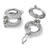 Brass with Clear Cubic Zirconia Fold Over Clasps KK-Z080-11P-2