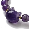 Round & Cat Head Natural Amethyst Beaded Stretch Bracelets for Women BJEW-K251-03A-3