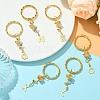 Brass Flower & 201 Stainless Steel Letter A~Z Pendant Keychain KEYC-JKC00801-2