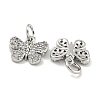 Brass with Clear Cubic Zirconia Charms with Jump Rings KK-Q820-08P-2