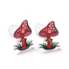 Acrylic Cartoon Mushroom Stud Earrings with Platic Pins for Women EJEW-F293-03E-2
