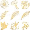 Olycraft 9Pcs 9 Styles Custom Carbon Steel Self-adhesive Picture Stickers DIY-OC0009-17E-1