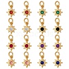 16Pcs 8 Colors Brass Micro Pave Cubic Zirconia Pendants KK-SZ0003-92-1