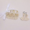 Polyester Tassel & Plastic Beads Earrings & Necklaces Sets for Women FS-WG06F5D-08-1