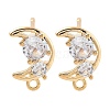 Brass Clear Cubic Zirconia Stud Earring Findings KK-A238-01D-G-1