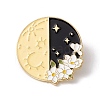 Moon with Flower Enamel Pin JEWB-H008-43G-1