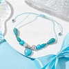 Heart Synthetic Turquoise Braided Bead Bracelets BJEW-JB09819-4