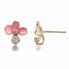 Brass Enamel Micro Clear Cubic Zirconia Stud Earring Findings KK-R114-01-NF-3