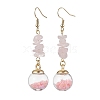 Natural Rose Quartz Chips Dangle Earrings EJEW-JE05634-02-1