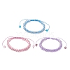 3Pcs 3 Colors Round Glass Seed Braided Bead Bracelets BJEW-MZ00088-1