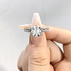 Rhodium Plated 925 Sterling Silver Pave 8.2x4.9mm Moissanite Finger Rings for Women WG36A3D-08-3