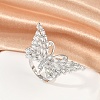 Butterfly Brass Micro Pave Colorful Cubic Zirconia Finger Rings for Women RJEW-G343-30P-02-1