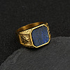 304 Stainless Steel with Natural Lapis Lazuli Finger Rings FS-WG06E27-14-1