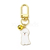 Enamel Dog Brass Bell Pendant Decorations HJEW-JM00810-2