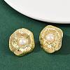 304 Stainless Steel ABS Plastic Pearl Stud Earrings LS-STAS-D368-01C-G-3