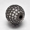 Round Brass Micro Pave Cubic Zirconia Beads ZIRC-N016-01B-12mm-2