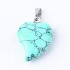 Synthetic Turquoise Pendants with Brass Findings G-R390-03-1