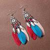 Bohemian Blue Feather Tassel Earrings Vintage Style Unique Long Earrings LW7993-1-1