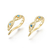 Brass Micro Pave Cubic Zirconia Cuff Earrings EJEW-T046-40G-NF-4