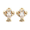 Brass Micro Pave Clear Cubic Zirconia Charms X-KK-C054-11G-1