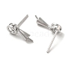 Rhodium Plated Donut 925 Sterling Silver Stud Earring Findings STER-P056-13P-2