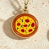 Brass Enamel Flat Round Pendant Necklaces for Women WG39B21-03-1