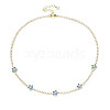 Cubic Zirconia Classic Tennis Necklace with Flower Links NJEW-N048-01C-1