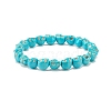 2Pcs 2 Style Synthetic Turquoise(Dyed) Skull Stretch Bracelets Set BJEW-JB08068-4