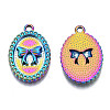 Rainbow Color Alloy Pendants Rhinestone Settings PALLOY-S180-316-3