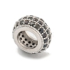 Brass Micro Pave Black Cubic Zirconia European Beads KK-G493-40P-2