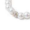 Brass and Glass Pearl Beads Stretch Bracelets for Women BJEW-JB11381-01-4