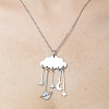 201 Stainless Steel Cloud with Planet Pendant Necklace NJEW-OY001-60-1
