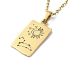 Rectangle with Twelve Constellations Pendant Necklaces NJEW-D069-01G-05-3