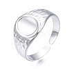 Non-Tarnish 304 Stainless Steel Oval Open Cuff Ring RJEW-T023-54P-3