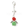 Angel Cross & Rose Resin & Glass Pendant Decoration HJEW-MZ00091-4