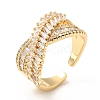 Cubic Zirconia Criss Cross Open Cuff Ring RJEW-SZ0001-25-1