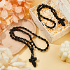 2Pcs 2 Styles Polyester Braided Cord Cross Pendant Prayer Necklaces NJEW-DC0001-18-4
