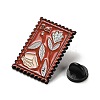 Rectangle Floral Stamp Enamel Pins JEWB-P034-B01-3