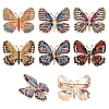 CHGCRAFT 6Pcs 6 Colors Rhinestone Butterfly Badge JEWB-CA0001-16-1